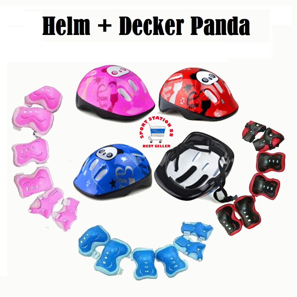 SET Helm Dan Decker Motif panda / Helm sport / Helm Pelindung anak