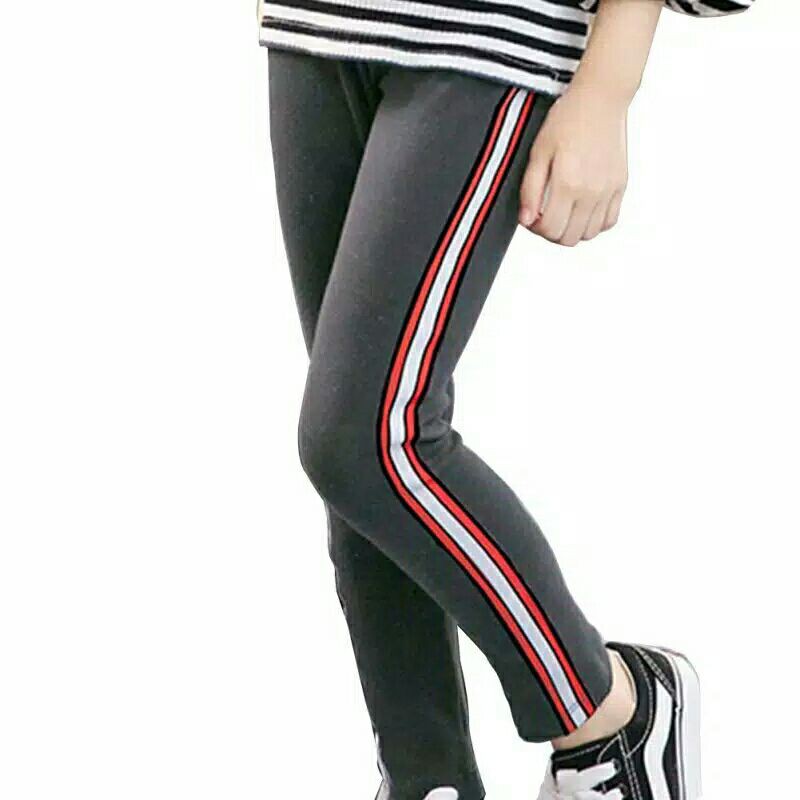 Legging List Stripe anak perempuan Bahan Jersey Usia 6 -13THN