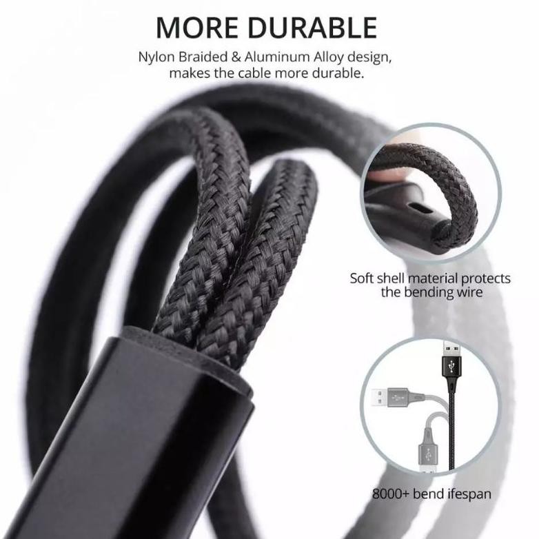 KABEL DATA 2 IN 1 MICRO USB TYPE TIPE C CHARGER CASAN HP FAST CHARGING PANJANG 1 METER MURAH (ART. 5