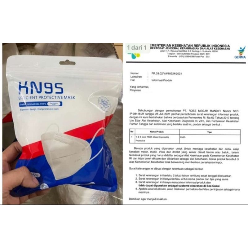 MASKER MEDIS KN 95 UTAMA KEMENKES 5 PLY ISI 10 PCS