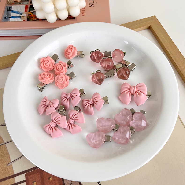 Jepit Rambut Bentuk Pita Camellia Warna Pink