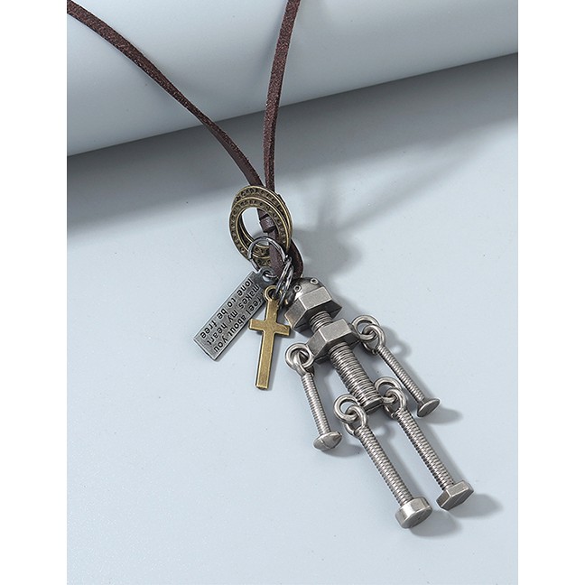 LRC Kalung Fashion Black Robot Cross Mens Necklace Y64608