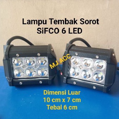 Lampu Tembak Sorot SIFCO 6 LED Kotak Putih