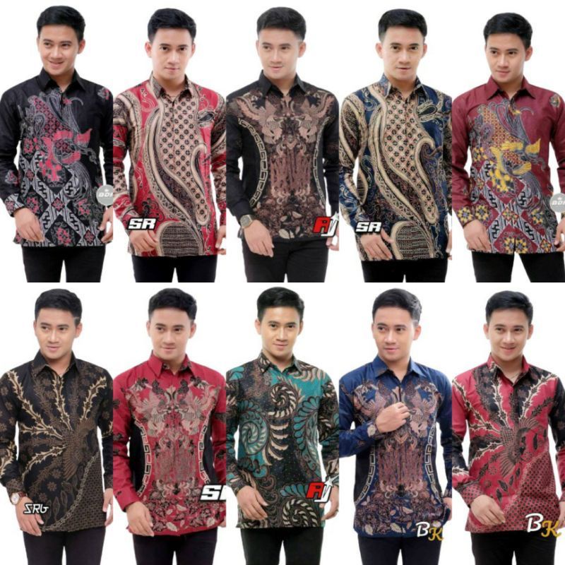 Batik Pria Lengan Panjang Premium BATIK AZMIL HRB026 motif KERATONAN Kode 002 size M L XL XXL