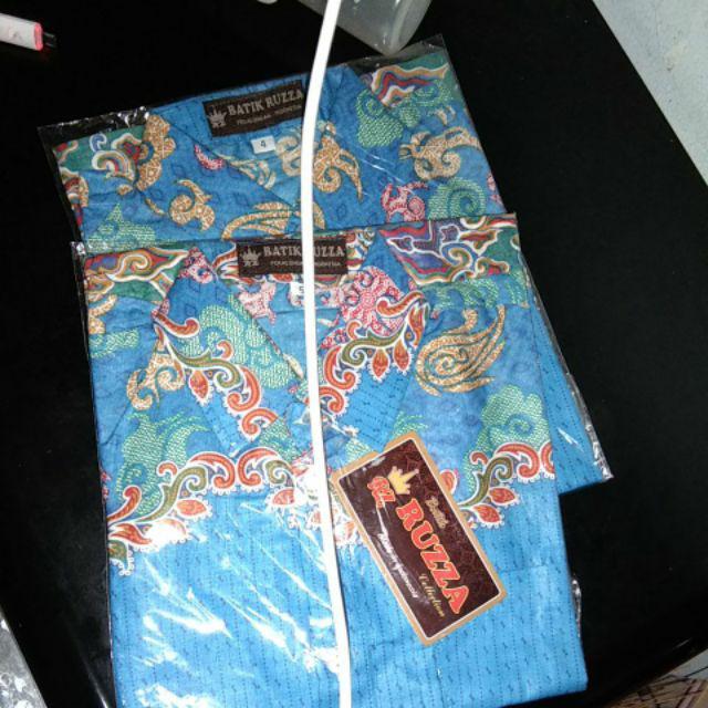 Ruzza Batik Anak Mega Mendung Biru Langit Pelangi Soft Hijau Merah Seragam Laki Laki