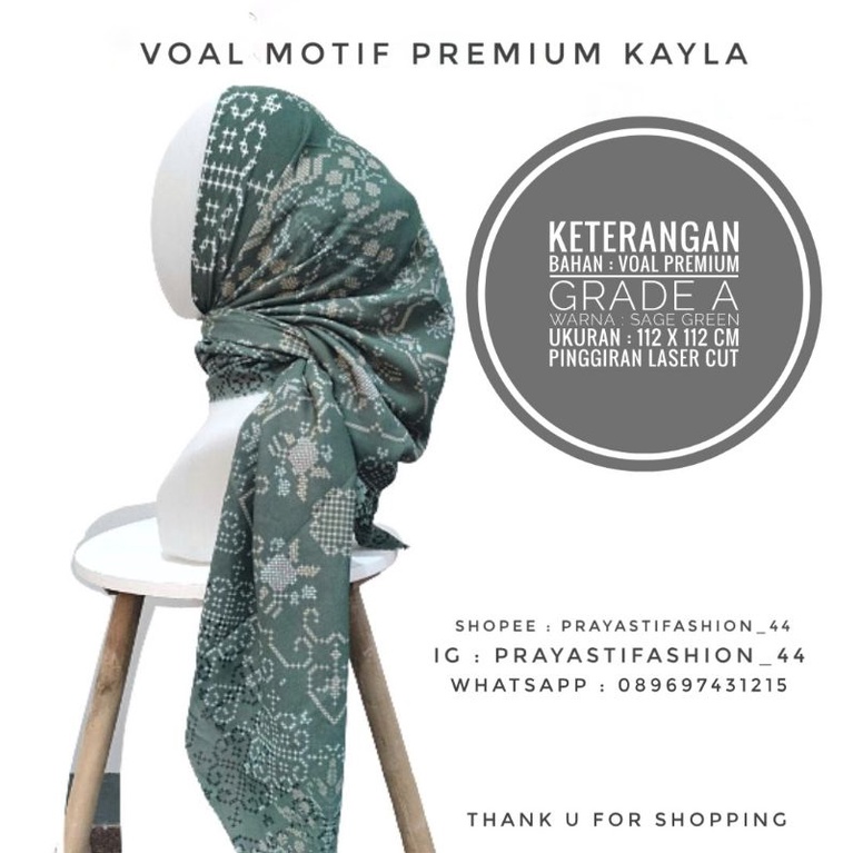 Voal Motif Premium Kayla segiempat / Hijab segiempat / Hijab motif / Hijab modern / Hijab termurah /
