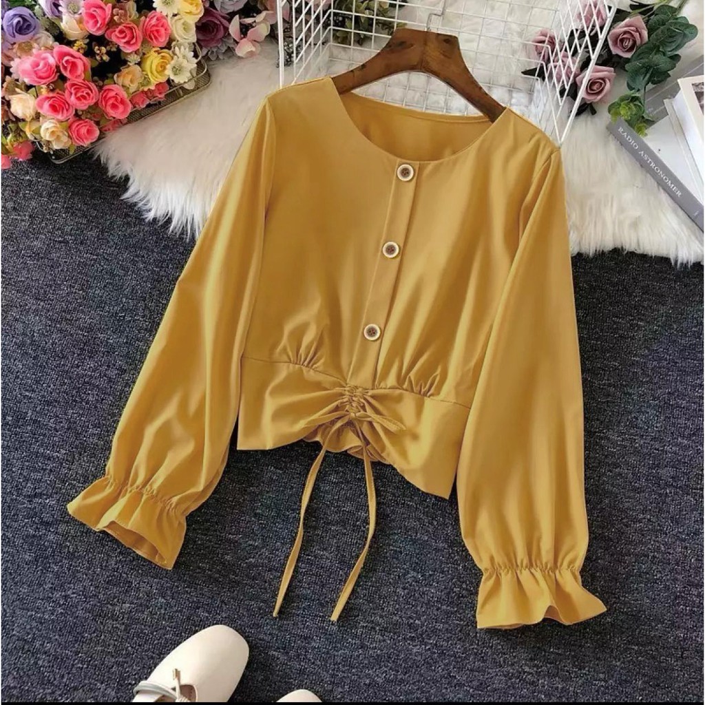 BDG_STYLE //BLOUSE DELYN TOP -ATASAN WANITA -PAKAIAN REMAJA// ATASAN KEKINIAN Bahan TWISCONE allsize