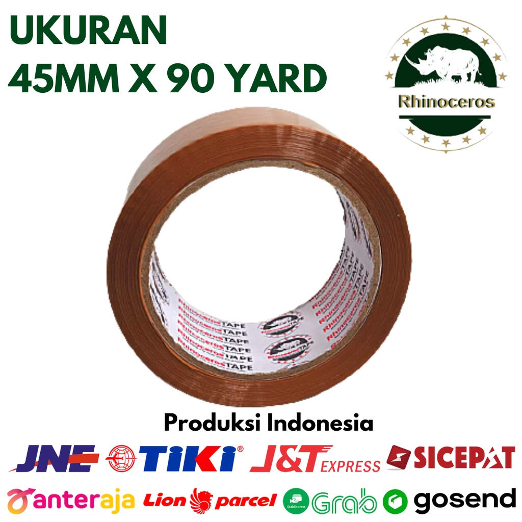 Lakban Coklat RHINOCEROS Tape Solati Isolasi Warna 2Inch 45mm x 90Yard