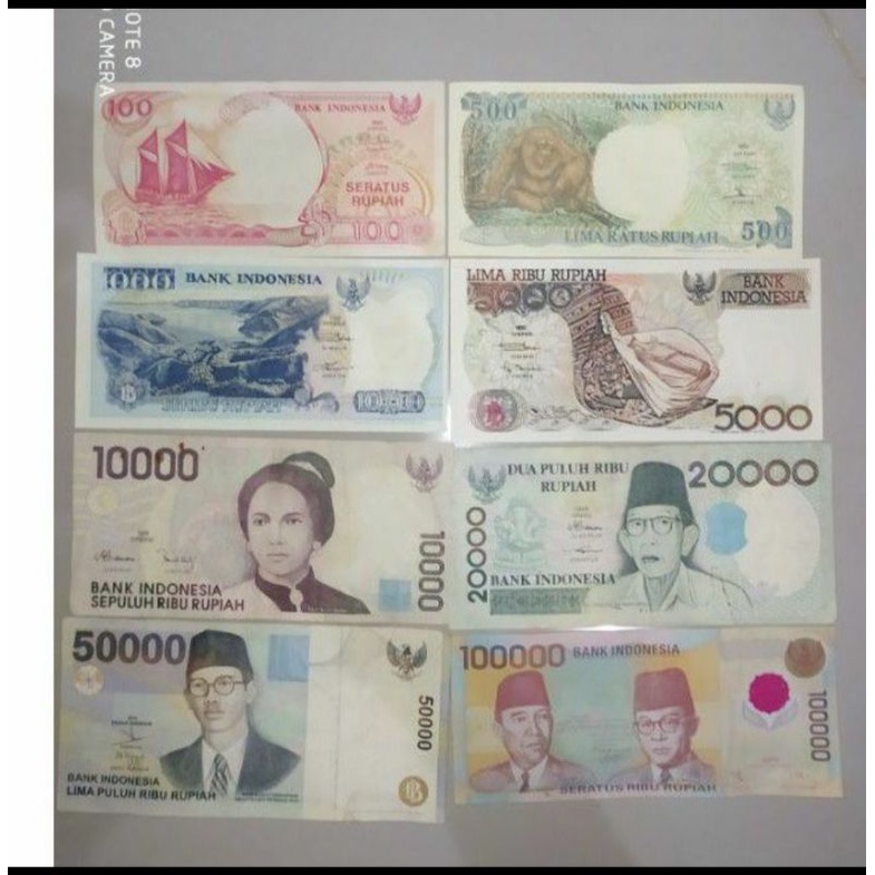 Paket set lengkap uang kuno tahun 90an 100 500 1000 5rb 10rb 20rb 50rb 100rb