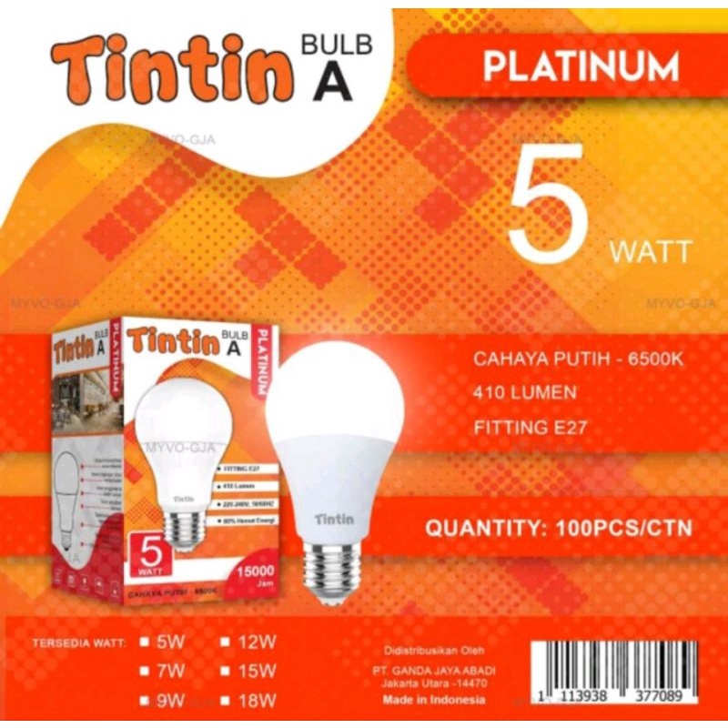 10 pcs paket Lampu 5watt / led tintin platinum / lebih terang murah dan awet di kelas nya