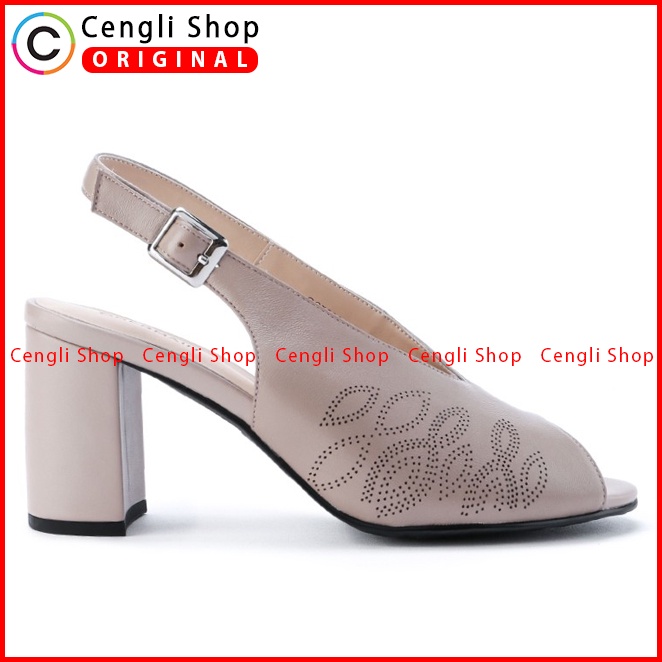 SEPATU SANDAL HEEL KULIT OBERMAIN HEELS WANITA ORIGINAL COKLAT OW06