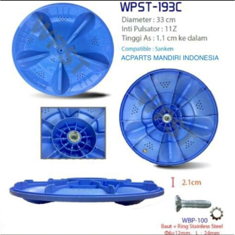 Pulsator Mesin Cuci Sanken 33cm, Gigi 11