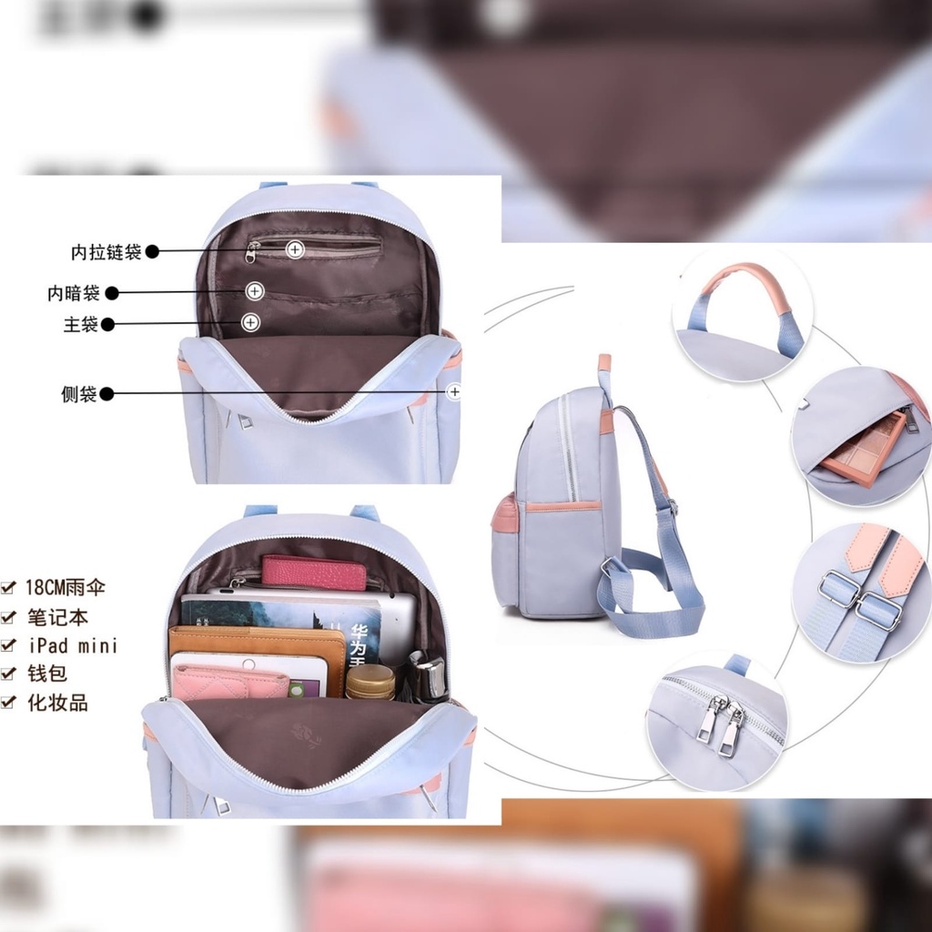 TAS RANSEL WANITA KOREA ANTI AIR BIRU BORRA TA509B2 GENDONG PUNGGUNG SEKOLAH KULIAH KERJA CEWEK BACKPACK PREMIUM BATAM MURAH REMAJA KEKINIAN