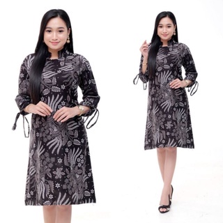 BAJU DRESS ATASAN TUNIK WANITA BATIK LD 96cm KATUN KERJA KANTOR KONDANGAN PESTA CEWEK PEREMPUAN DRES