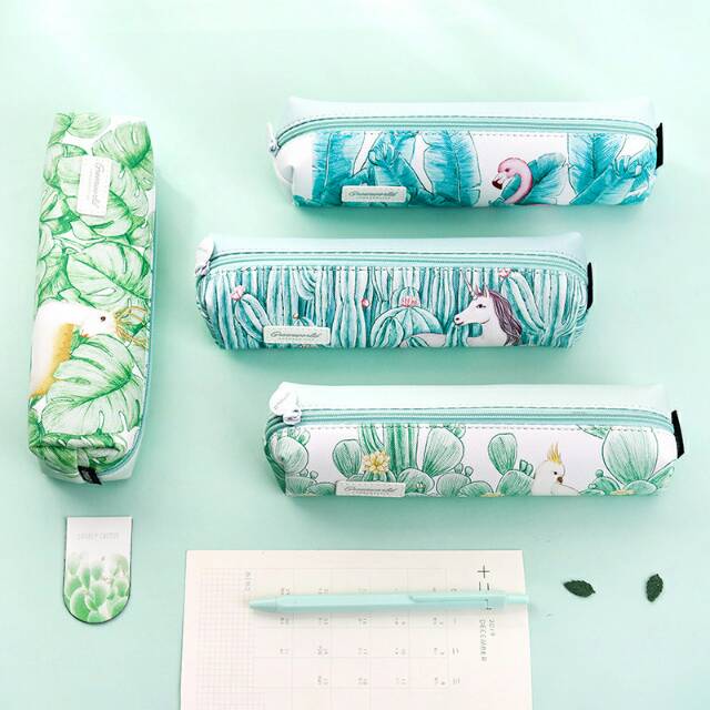 

Green World Leather Pencil Case Tube