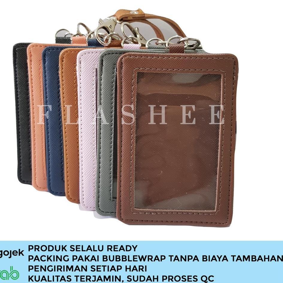 

【CT】 Name Tag ID Card Holder Kulit Lanyard Termurah Berkualitas PU Leather Lanyard NameTag ID Card H