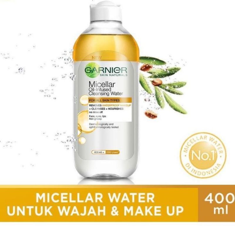 garnier micellar water kuning 400ml / garnier micellar oil infused 400ml