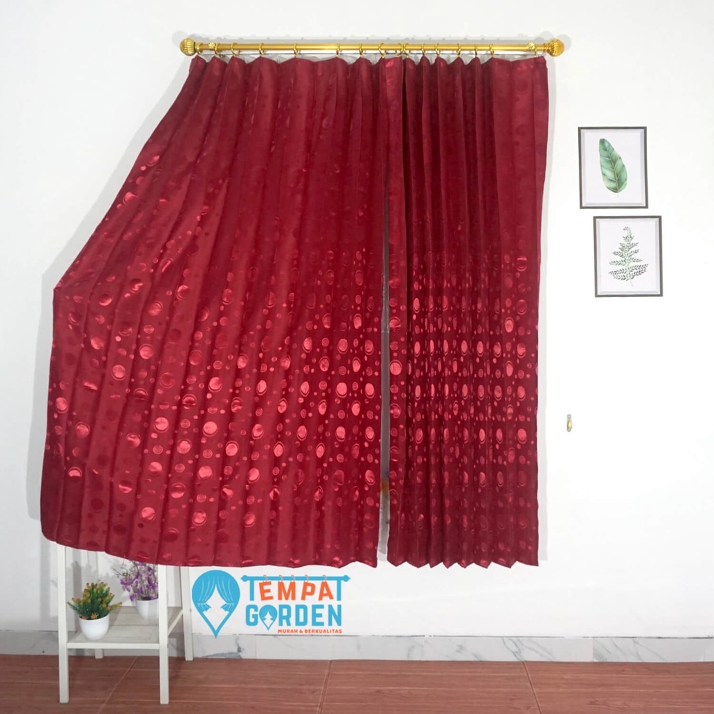 Gorden Jendela, Gorden Tebal, Gorden Minimalis Motif Polkadot Merah