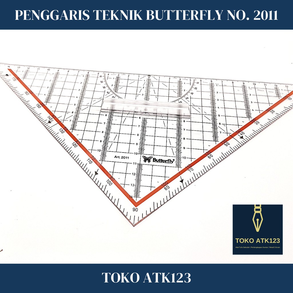 Penggaris Teknik / Penggaris Segitiga Merk Butterfly No. 2011