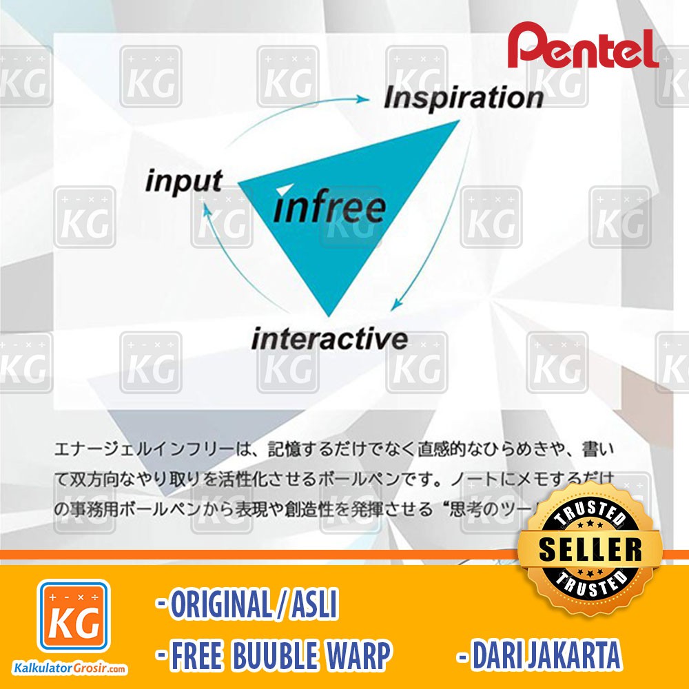 Pentel Infree Energel X Pulpen Gel Ballpoint 0.4mm / 0.5mm / 0.7mm Transparan - Asli Japan Harajuku