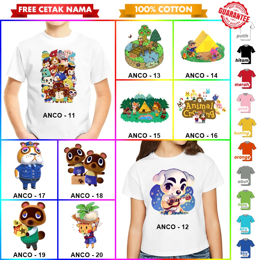 [FREE NAMA!!] Baju Kaos COUPLE  ANAK DAN DEWASA ANIMAL CROSSING BANYAK MOTIF