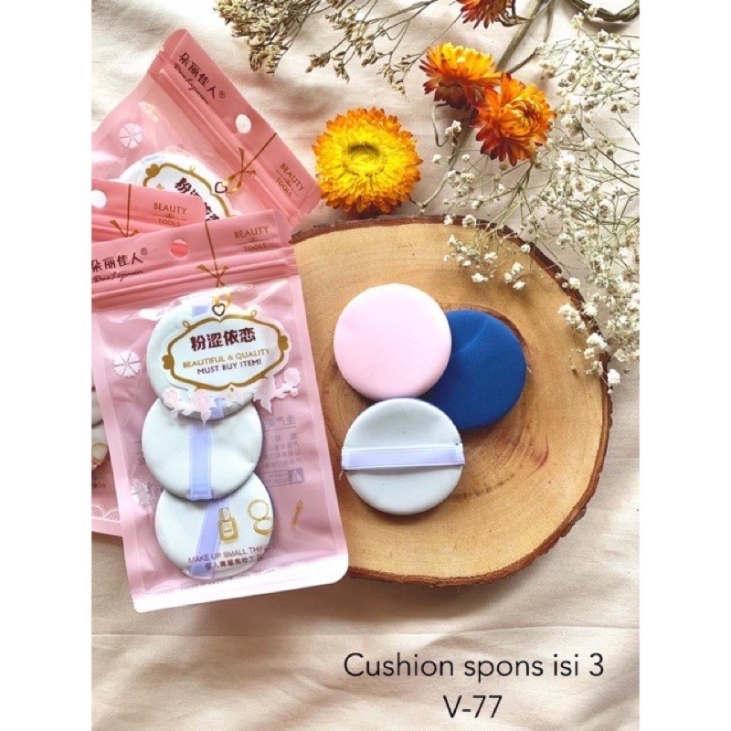 `ღ´ PHINKL `ღ´ spons untuk aplikasi cushion isi 2 bedak basah padat menutupi noda jerawat meratakan warna kulit