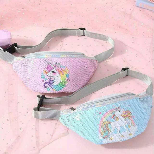 Tas Sequin Anak Slempang Unicorn