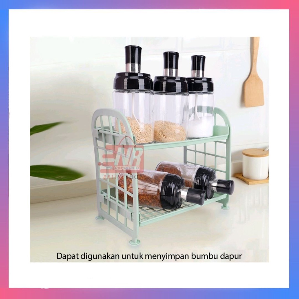 Rak mini jaring susun 2 / Rak 2 susun jaring tri-j / Rak 2 susun serbaguna / Rak 2 susun plastik / Rak bumbu 2 susun / Rak kosmetik 2 susun / Rak organizer