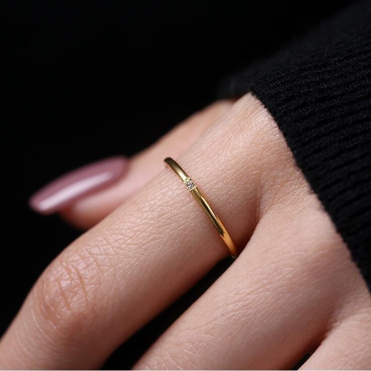 Cincin Titanium Mini Korea Wanita Fashion CK169 gold unik simple cocok untuk hadiah pesta ultah