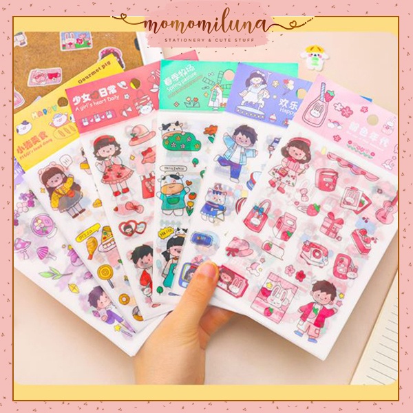 

4 lembar deco sticker diy hiasan planner journal diary lucu cute MK1160