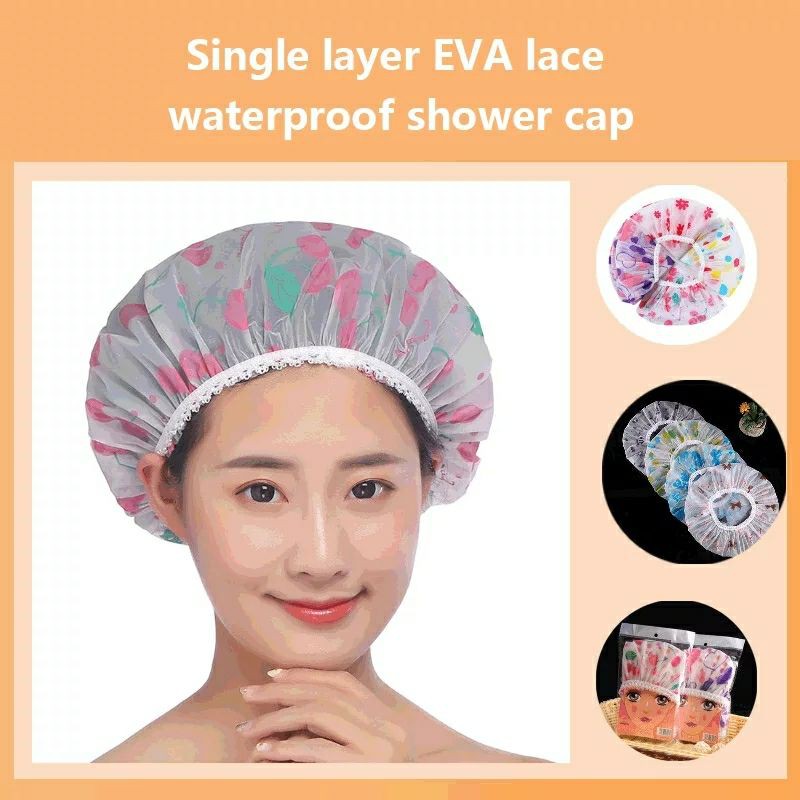 Topi Mandi Wanita Elastis Motif / Shower Cup Mandi Penutup Rambut Murah Berkualitas / Topi Keramas