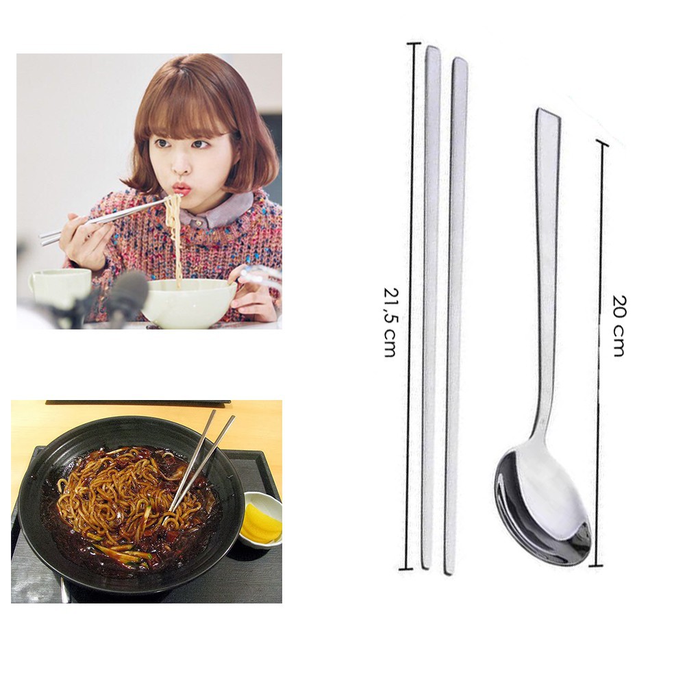 ZILLO Alat Makan Korea Sujeo Premium Sumpit Sendok Stainless Sumpit Makan Korea Stainless Tebal