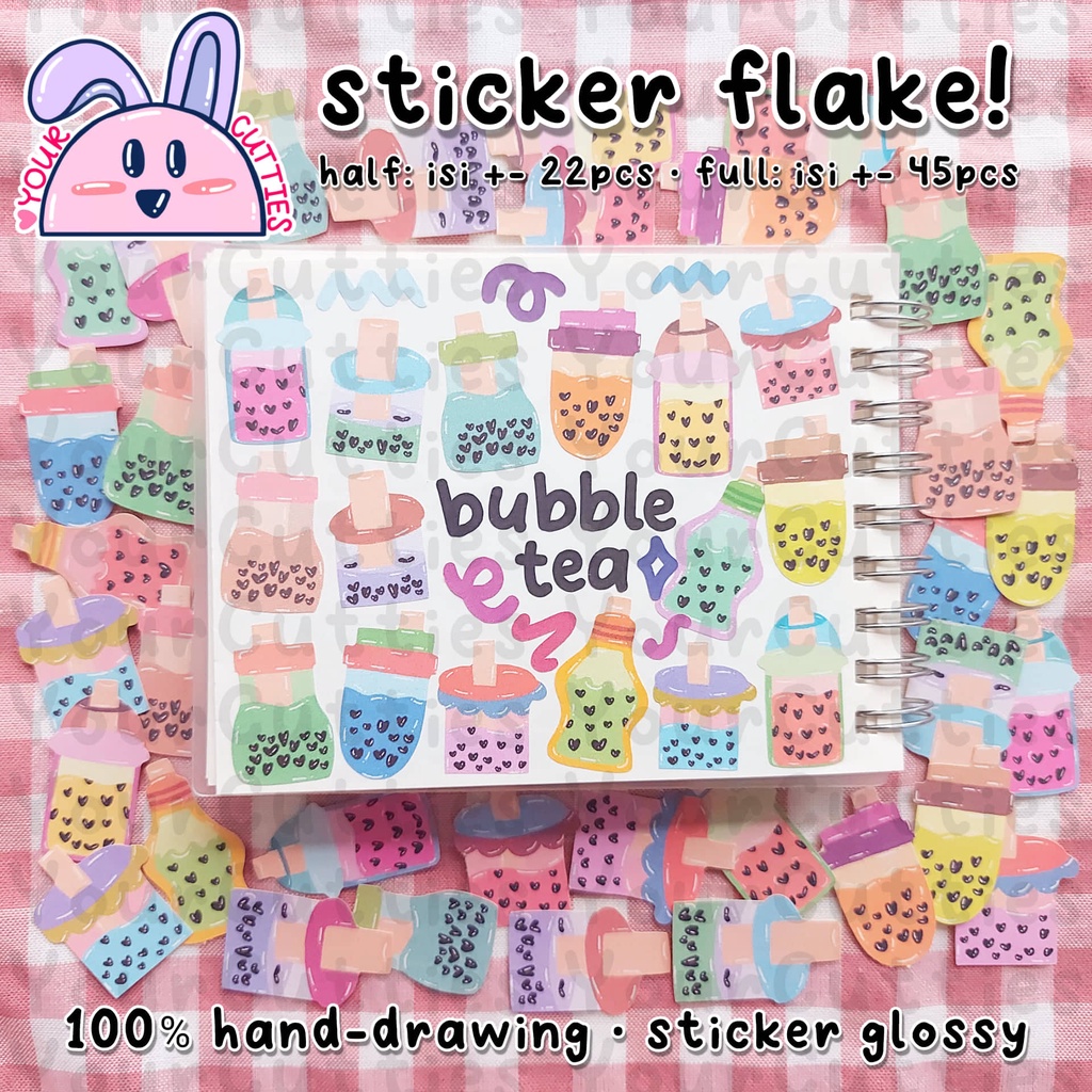 

[FLAKE] STIKER BUBBLE TEA BOBA DRINK DOODLE JURNAL BUJO PLANNER LUCU MURAH