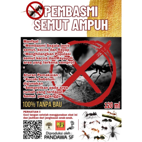 pembasmi (semut ,rayap,kecoa dll).120ml ampuh 100%