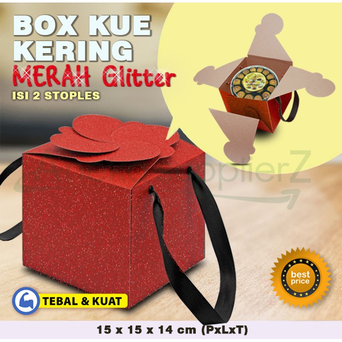 Kotak Box Dus Kue Kering MERAH - isi 2 Toples ( 3 pcs )