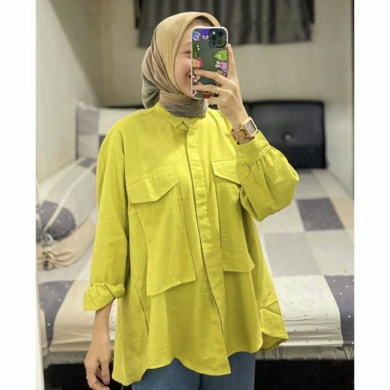 POCKET KEMEJA BLOUSE PREMIUM BAHAN RAYON ORIGINAL100% HIGH QUALITY100%