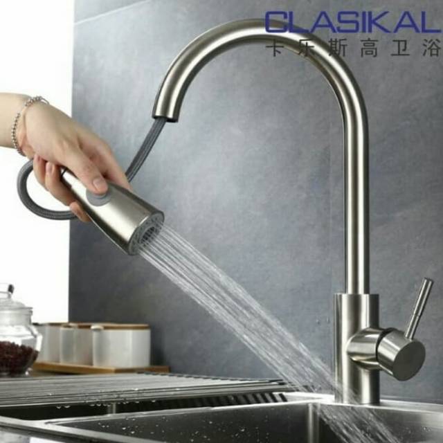 Kran sink tarik stainless - kran kitchen sink panas dingin tarik