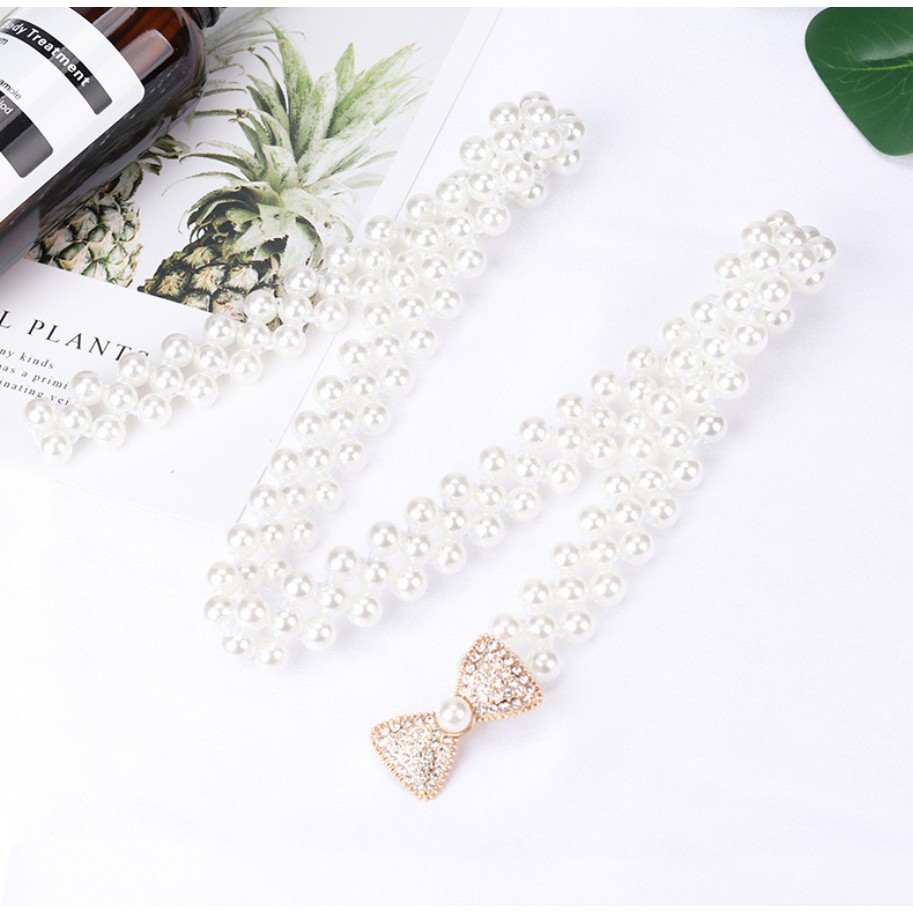 Ikat Pinggang Wanita MUTIARA PITA 01 Korea Fashion Style  Women Pearl Belt Gasper Cewe Sabuk Elastis