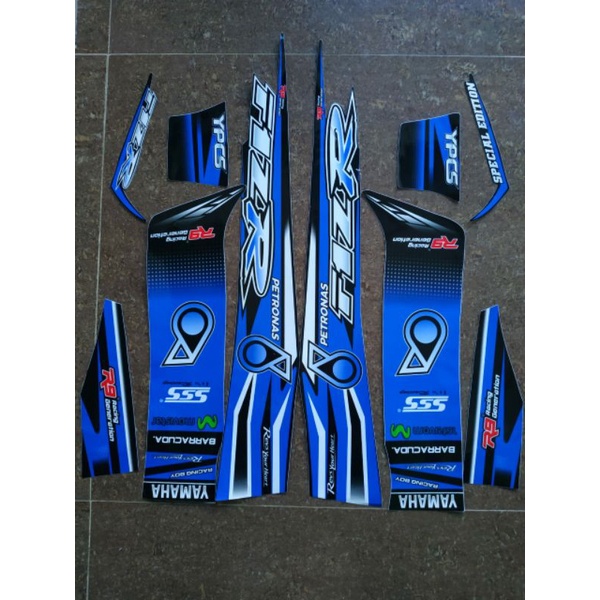 STRIPING STIKER LIS BODY MOTOR YAMAHA FIZ R F1ZR PETRONAS BIRU HITAM VARIASI