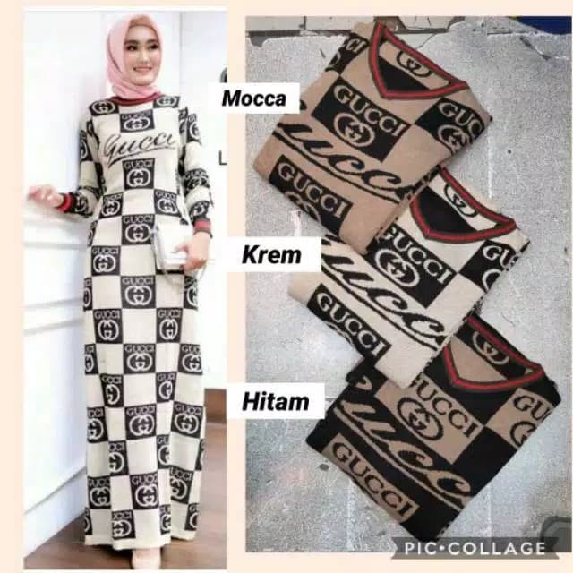 PREMIUM PROMO GAMIS RAJUT GUCCI KOTAK IMPORT /BAJU MUSLIM WANITA