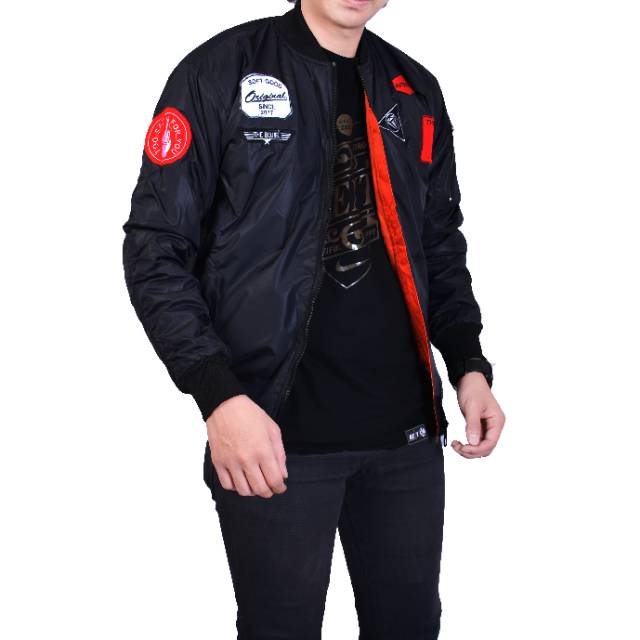 Kent Jaket Bomber Pilot Full Patch Bojiel Black