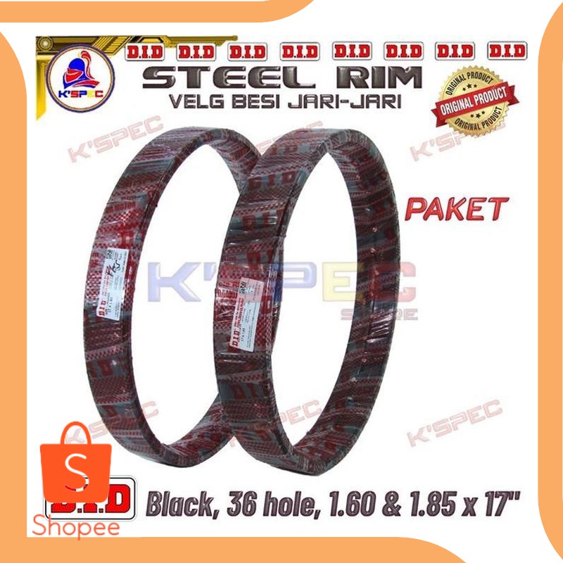 Unik tools Paket Pelek Velg Steel Besi DID 17 x 160 & 185 Black Hitam 1 p Diskon