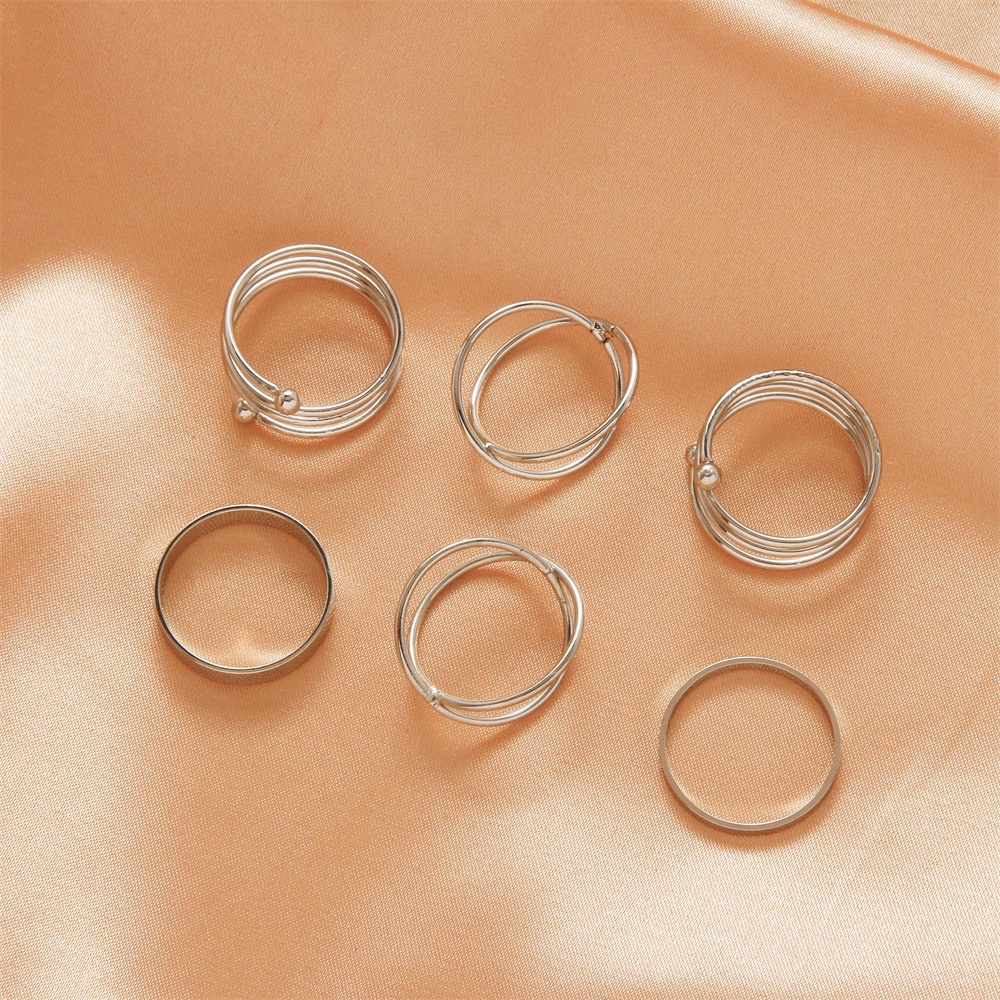 6PCS/Set Cincin Korea Fashion Gaya Vintage Untuk Wanita Import