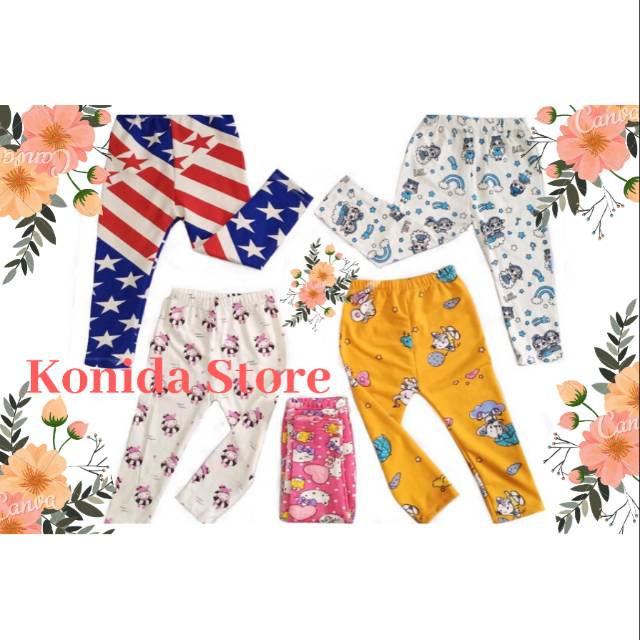 celana legging anak wanita usia 0-17tahun WARNA &amp; MOTIF RANDOM