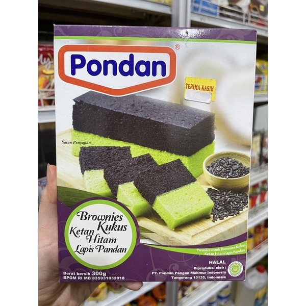 Pondan Premiks Brownies Kukus Ketan hitam lapis pandan 300gr / premix