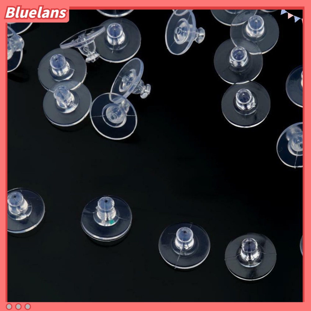 Bluelans 100Pcs Transparent Silicone Earring Stopper Posts Safety Back Nuts Findings