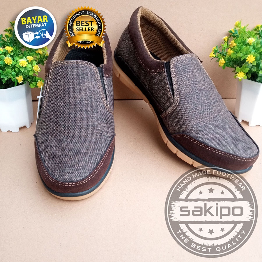 PROMO 9.9 !! SEPATU KASUAL PRIA DEWASA SLIP ON WARNA COKLAT MURAH BERKUWALITAS SOL KARET TRENDI NYAMAN DIPAKAI / SEPATU SANTAI PRIA DEWASA / SEPATU KERJA LAPANGAN / SEPATU KERJA KANTORAN / SAKIPO