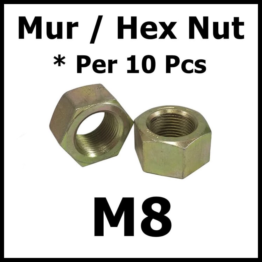 Per 10 Pcs Mur Hex Nut M8 8mm 10Pcs