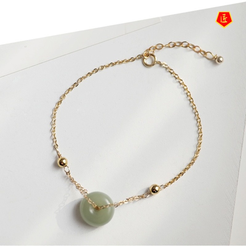 [Ready Stock]Women's New Silver Jade Bracelet Simple Ins Niche Design