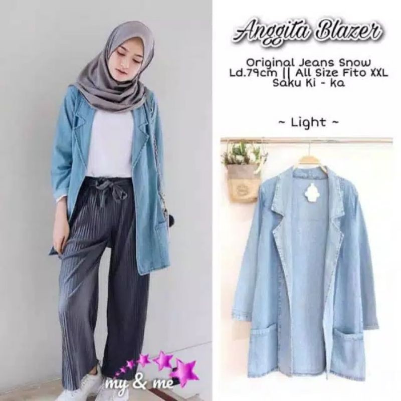 blazer jeans wanita outer